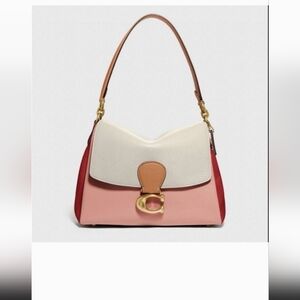 Coach May Shoulder Bag in Colorblock Tricolor In Cream, Pink, and Red